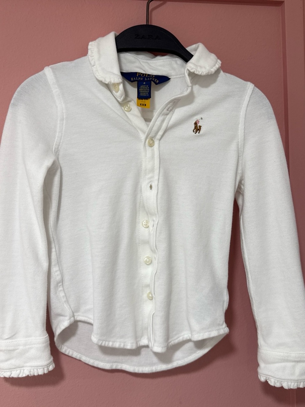 Ralph Lauren White Girls' Button-Front Polo Shirt